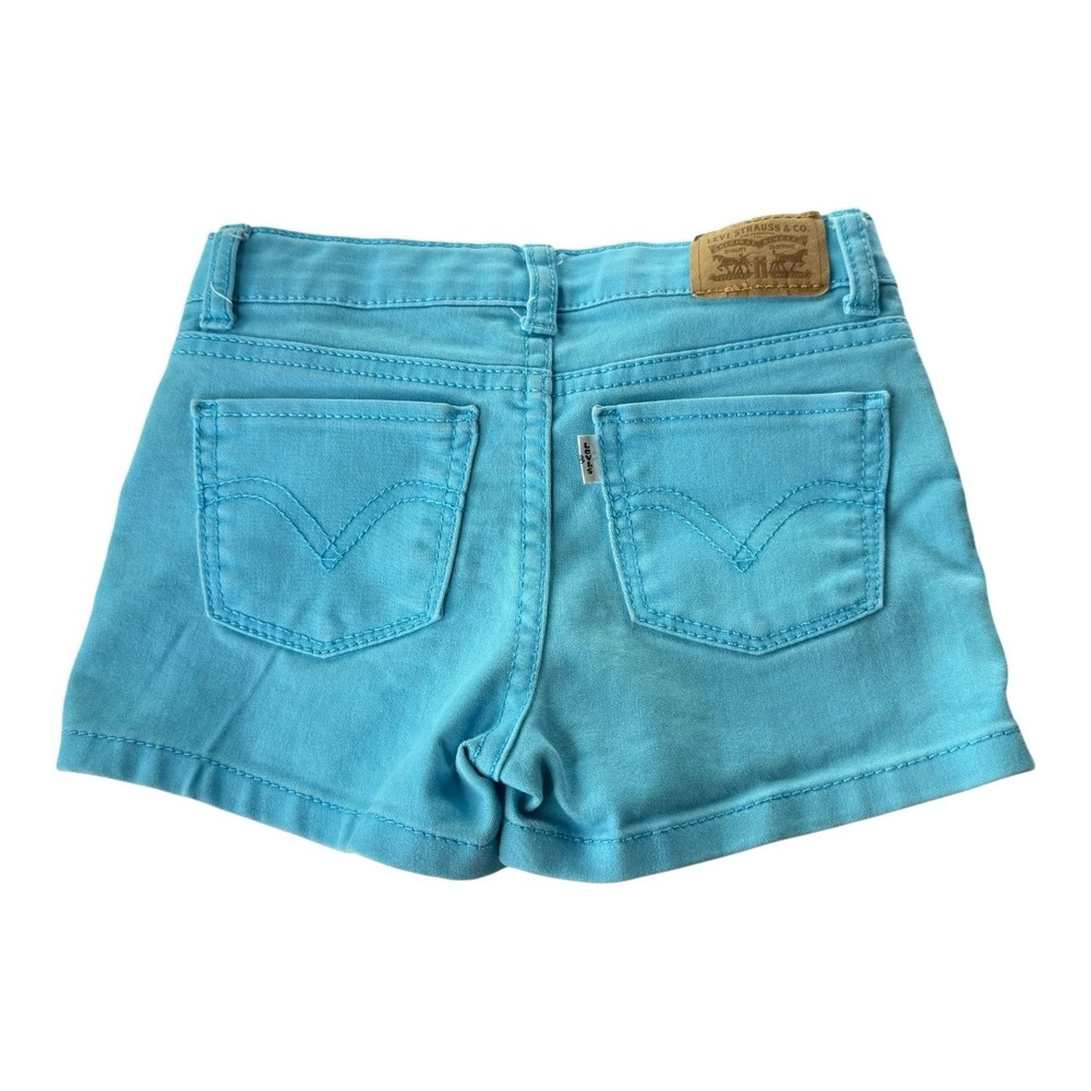 Levi's Girls Shorty Short Turquoise Blue Denim Shorts Size 4T Stretch